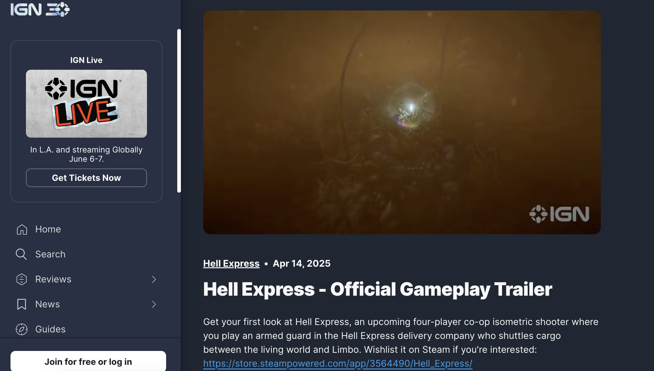 Hell Express GameTrailers proof
