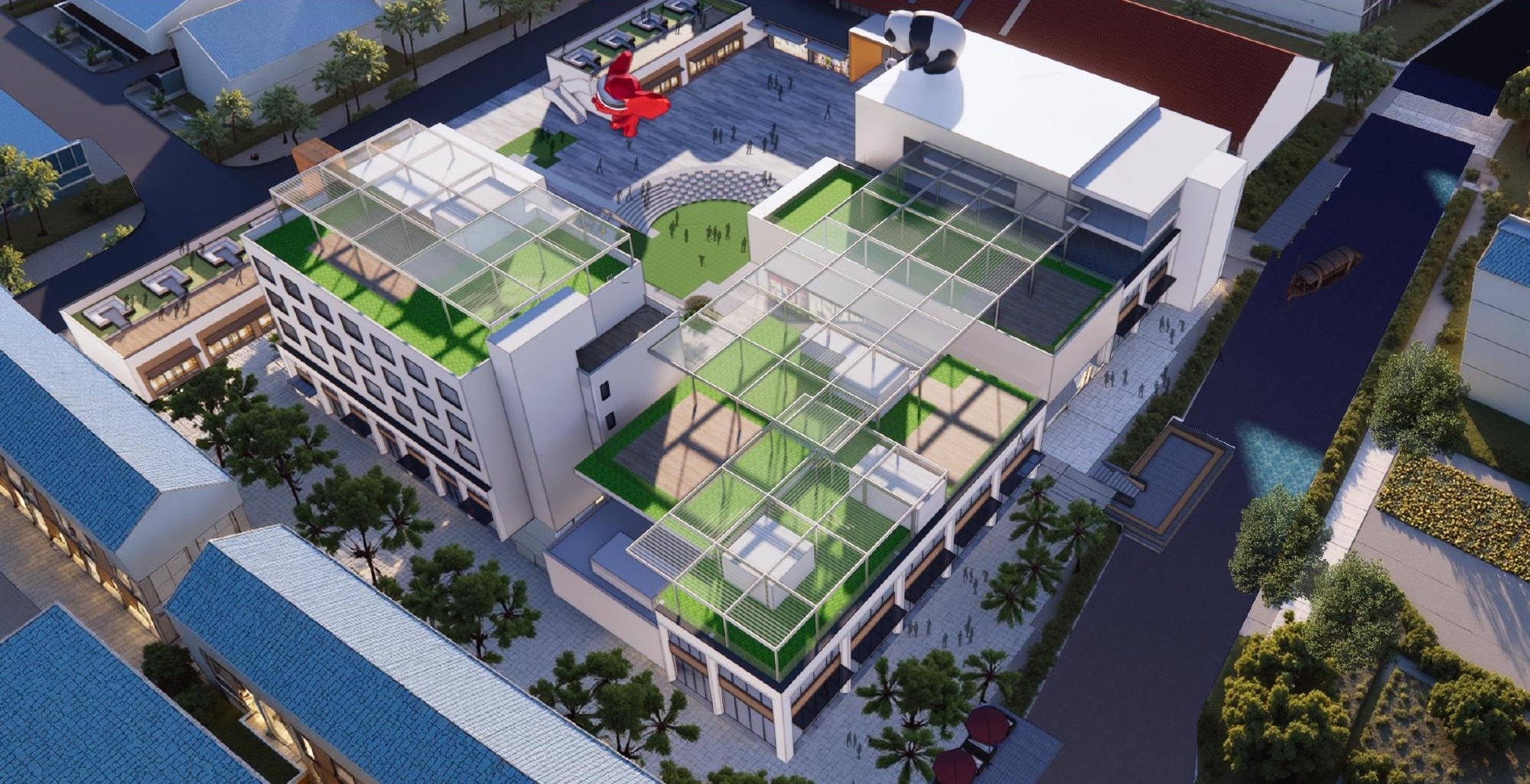 VON rooftop garden and venue masterplan simulation